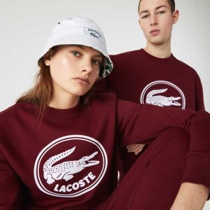 Lacoste 3D Logo Organic Bomull Fleece Vinröda | AYBWT-3046