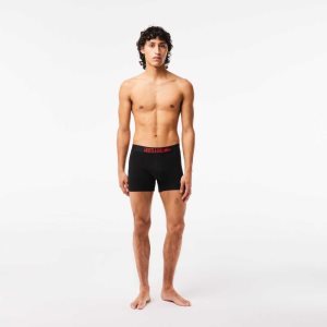 Lacoste 3-Pack x Netflix Jersey Boxers Svarta Röda Vita | MHXAG-0934