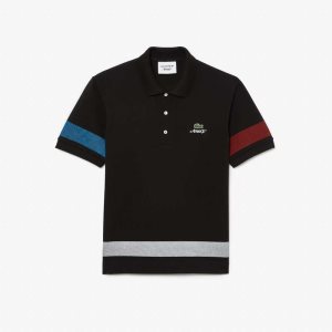 Lacoste AWAKE NY Color-block Bomull Pique Svarta | JADOH-0749