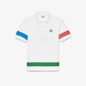 Lacoste AWAKE NY Color-block Bomull Pique Vita | JKMWI-4286