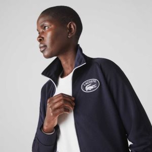 Lacoste Badge Pique Zippered Marinblå Blå | FTUKW-0436