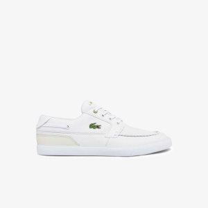 Lacoste Bayliss Deck Läder Båt Vita Vita | JNEVU-9234