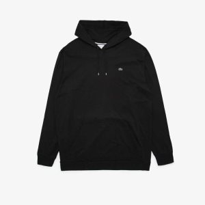 Lacoste Big Fit Hooded Svarta | XIWEH-6491