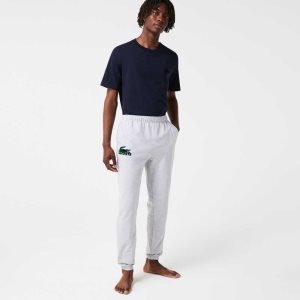 Lacoste Bomull Fleece Lounge Joggers Grå Gröna | CQSFJ-4396