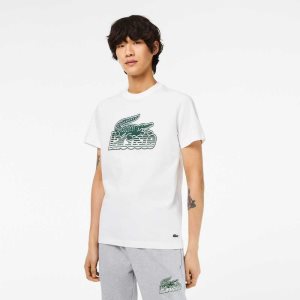 Lacoste Bomull Jersey Print Vita | IYTZE-6741