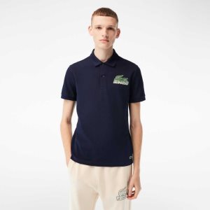 Lacoste Bomull Mini-Pique Marinblå Blå | MVHNZ-8296