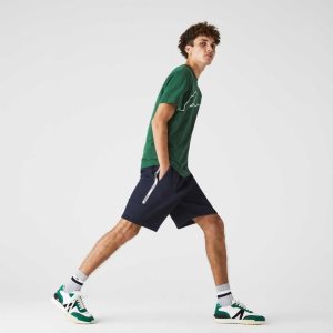 Lacoste Branded Bands Bomull Fleece Blend Shorts Marinblå Blå | GOIPQ-1783