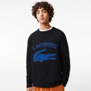 Lacoste Branded Contrast Crocodile Blend Alpaca Svarta Blå | MICES-3924