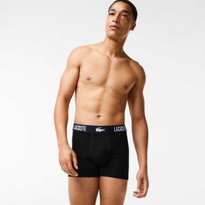 Lacoste Branded Contrast Crocodile Boxer Brief 3-Pack Svarta Röda Vita | CGBQE-7150