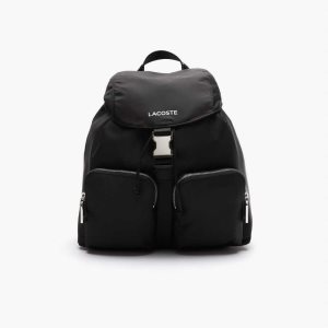 Lacoste Branded Nylon Flap Backpack Olika Färger | EDAUN-4765