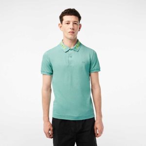 Lacoste Branded Slim Fit Stretch Pique Mintgröna | XYLEI-7321