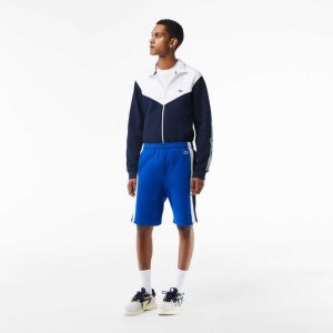 Lacoste Brushed Fleece Colorblock Blå Marinblå Blå Vita | TAGVM-0396