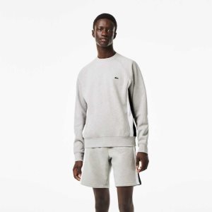 Lacoste Brushed Fleece Colorblock Grå Svarta Vita | MPUDI-6180