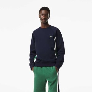 Lacoste Brushed Fleece Colorblock Marinblå Blå Gröna Vita | AVCIX-1470