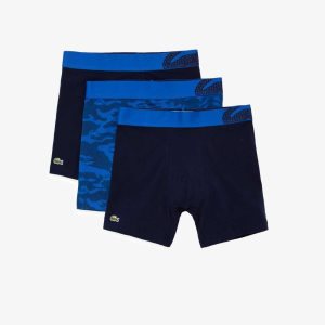 Lacoste Camouflage Print Boxer Brief 3-Pack Blå Marinblå Blå | JERWU-9824