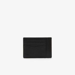 Lacoste Chantaco Calfskin Läder Card Holder Svarta | INJTS-8209