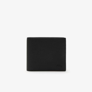 Lacoste Chantaco Calfskin Läder Wallet Svarta | IGMFK-4695