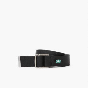 Lacoste Contrast Crocodile Canvas Belt Svarta | WAXRN-1436