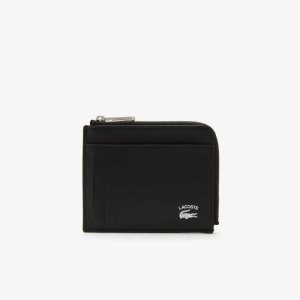 Lacoste Contrast Inscription Zip Card Holder Svarta | DIOGS-2083