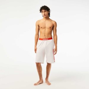 Lacoste Contrast Logo Waistband Shorts Beige | DWSGQ-6092