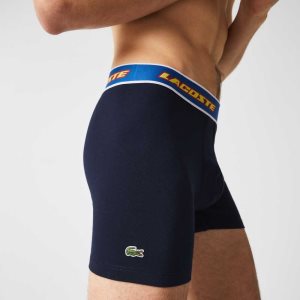 Lacoste Contrast Midja Boxer Brief 3-Pack Marinblå Blå Röda Vita Blå | CARBS-2571