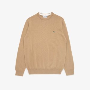 Lacoste Crew Neck Bomull Beige | SJKEZ-8216