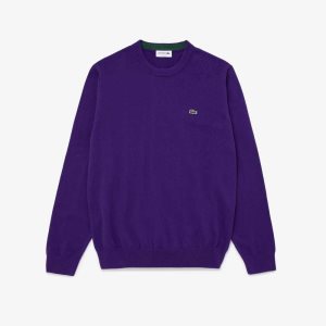 Lacoste Crew Neck Bomull Lila | EQFAV-7943