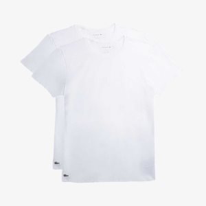 Lacoste Crew Neck Bomull Lounge T-Shirt 2-Pack Vita | YBACV-3291