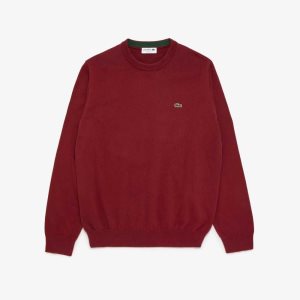 Lacoste Crew Neck Bomull Vinröda | FOMTG-6213