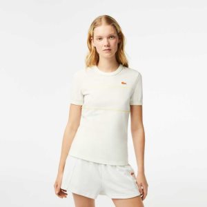 Lacoste Crew Neck French Made Organic Bomull Pique T-Shirt Vita | JUYFV-2389