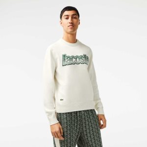 Lacoste Crew Neck Jersey Vita Gröna | YZSTF-9647