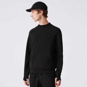 Lacoste Crew Neck Kangaroo Pocket Bomull Blend Svarta | ODAVB-7891