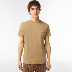 Lacoste Crew Neck Pima Bomull Jersey Beige | QXNVE-0247