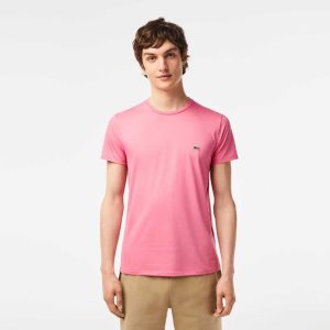 Lacoste Crew Neck Pima Bomull Jersey Rosa | GWDET-1047