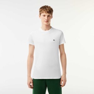 Lacoste Crew Neck Pima Bomull Jersey Vita | OBZNK-0351