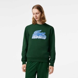 Lacoste Crew Neck Unbrushed Fleece Gröna | HIBZT-2105