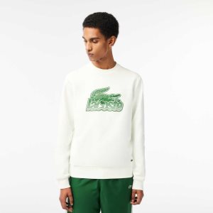 Lacoste Crew Neck Unbrushed Fleece Vita | ZTNXU-1327