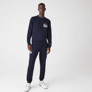 Lacoste Crocodile Branding Bomull Fleece Jogging Marinblå Blå | KOPDC-0139