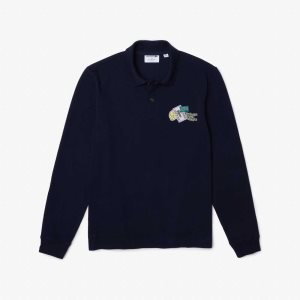 Lacoste Crocodile Comic Badge Marinblå Blå | FICRY-0781