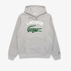 Lacoste Crocodile Print Hoodie Grå Vita Gröna | WKLSV-8791