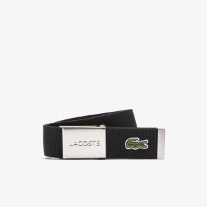 Lacoste Engraved Spännen Woven Fabric Svarta | QVBWX-3879