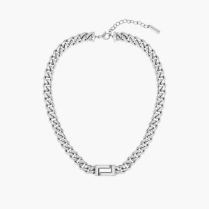 Lacoste Fundament Necklace Silver | AQHDU-7259