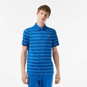 Lacoste Golf Recycled Polyester Stripe Blå Marinblå Blå Vita Blå | OSVQZ-3840