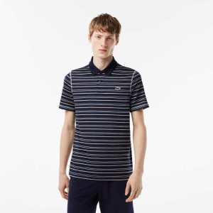 Lacoste Golf Recycled Polyester Stripe Marinblå Blå Ljusgröna Vita Beige | IGJKC-4063