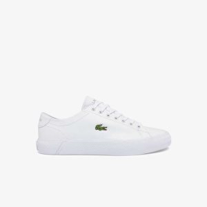 Lacoste Gripshot Läder Vita Vita | DQSYE-8795