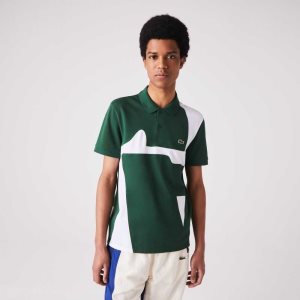 Lacoste Heritage Regular Fit Print Bomull Pique Gröna Vita | OKUNJ-9518