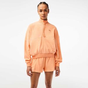 Lacoste High-Neck Terry Cloth Half Zip Ljusorange | UAGHW-5321