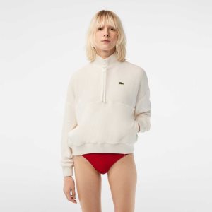 Lacoste High-Neck Terry Cloth Half Zip Vita | YAXMT-5763