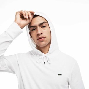 Lacoste Hooded Bomull Jersey Sweatshirt Vita | RLNCJ-2640