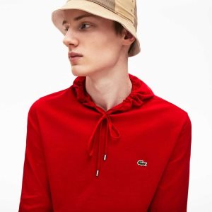 Lacoste Hooded Bomull Jersey Sweatshirt Röda | RYMXG-5209